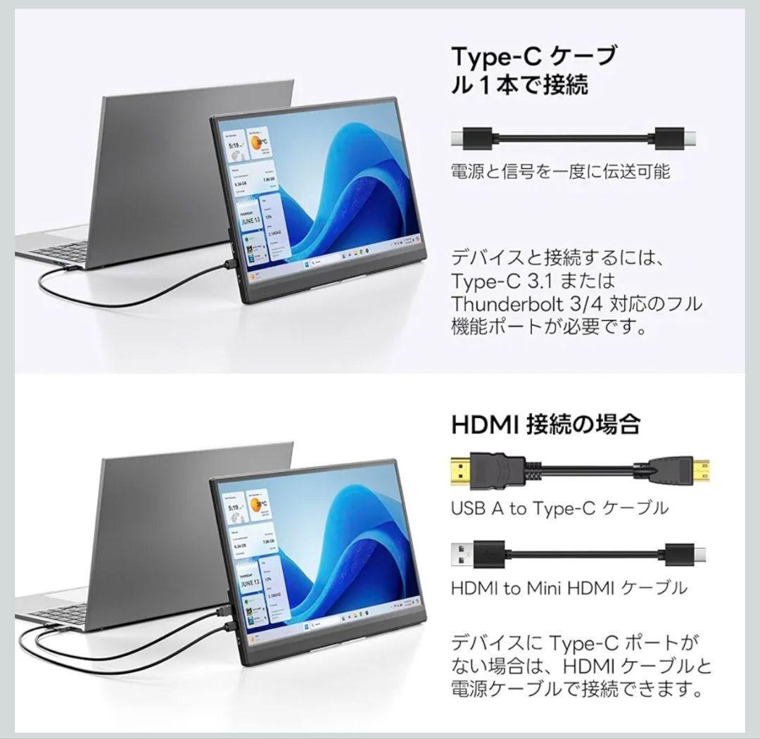 15.6インチ モバイルモニター 保護ケース付き スピーカー内蔵 VESA対応