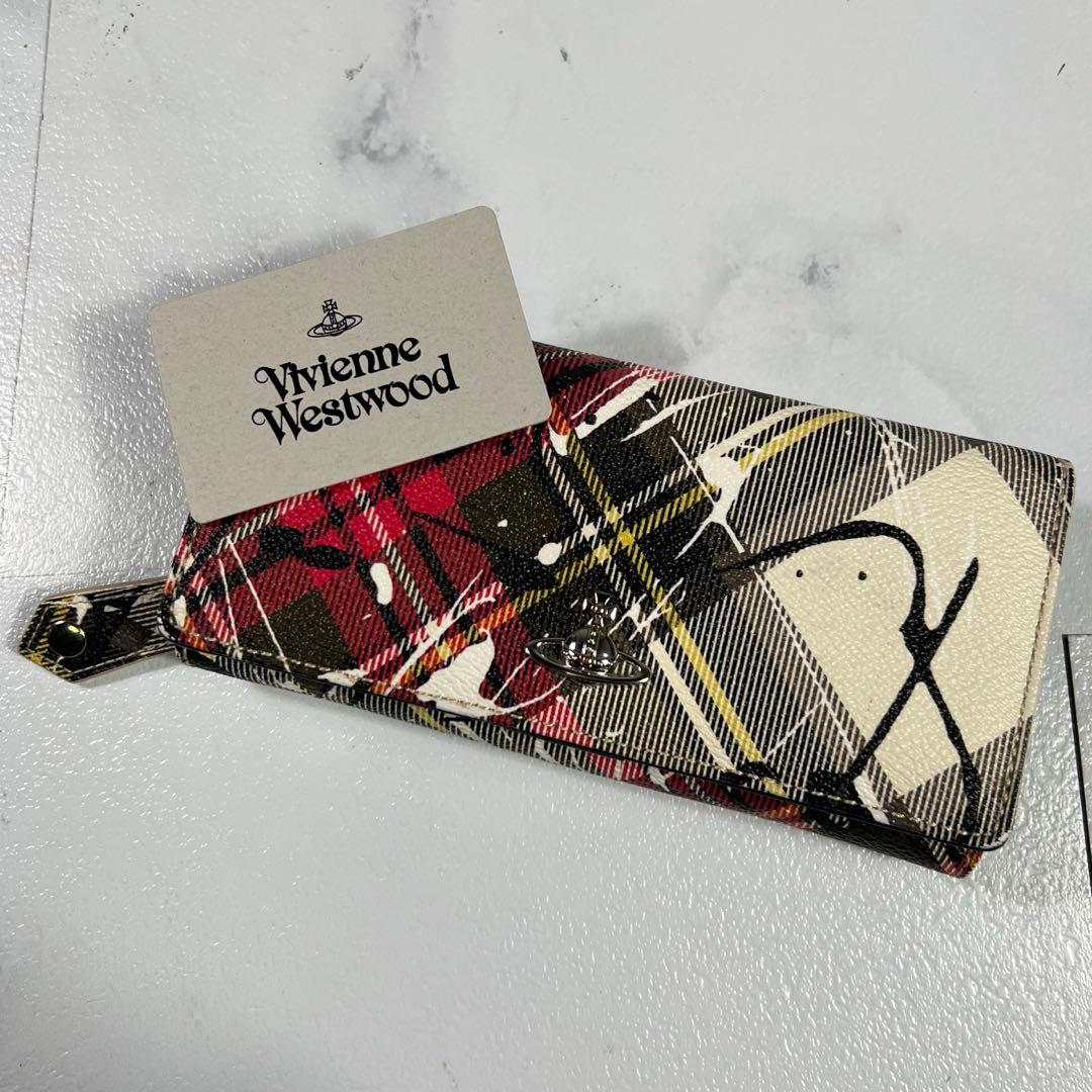 未使用級 Vivienne Westwoodダービーチェック オーブ 長財布
