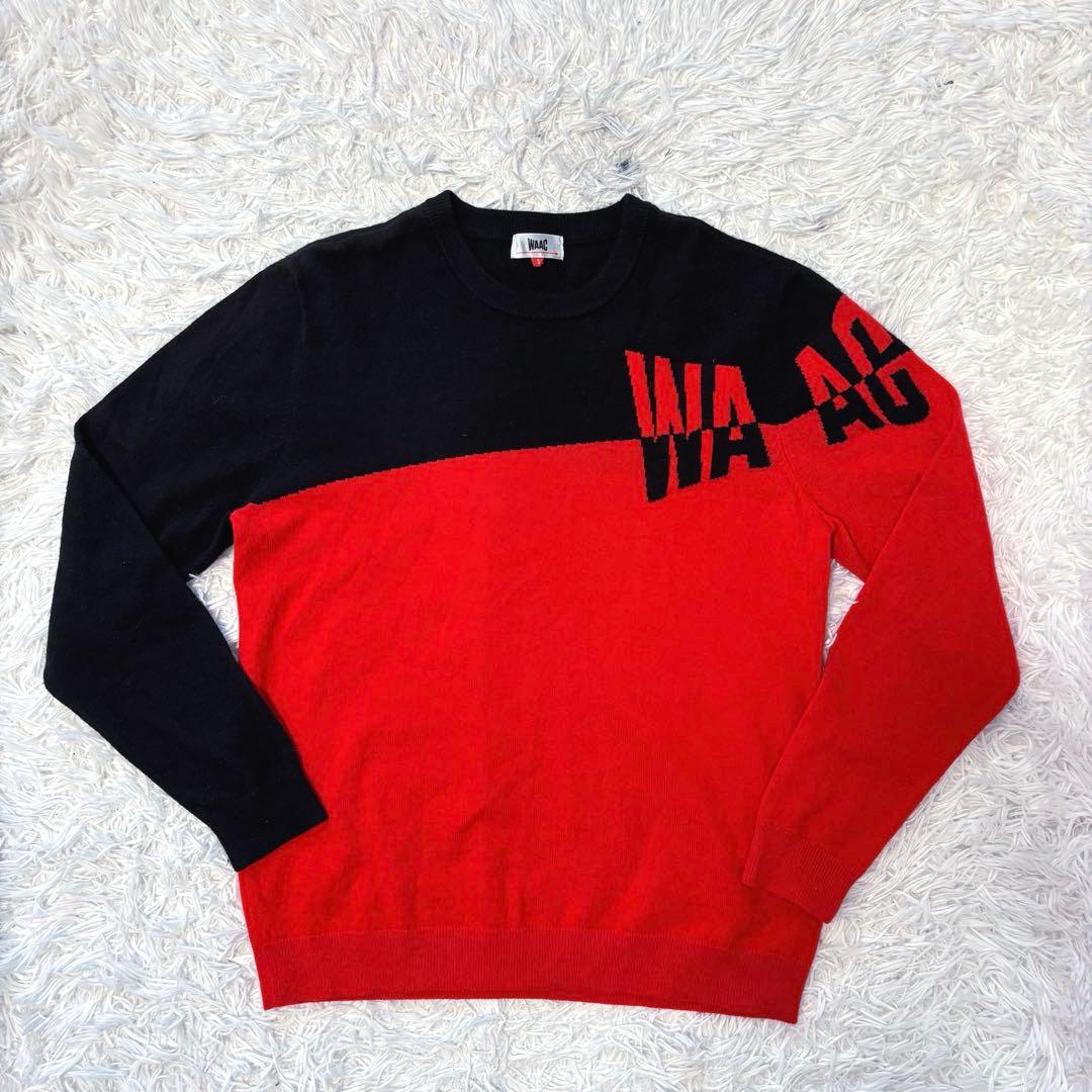 WAAC ニットセーター 赤 バイカラー ゴルフウェア カシミヤ セーター