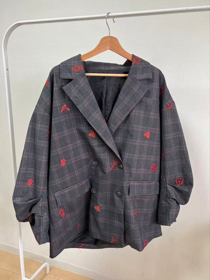 ジャケット・アウター CHECK FLOWER PAPA JACKET ameri