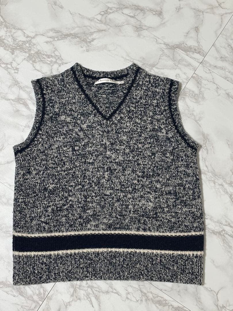 Christian Dior ニットベスト ロゴ 36 ネイビー