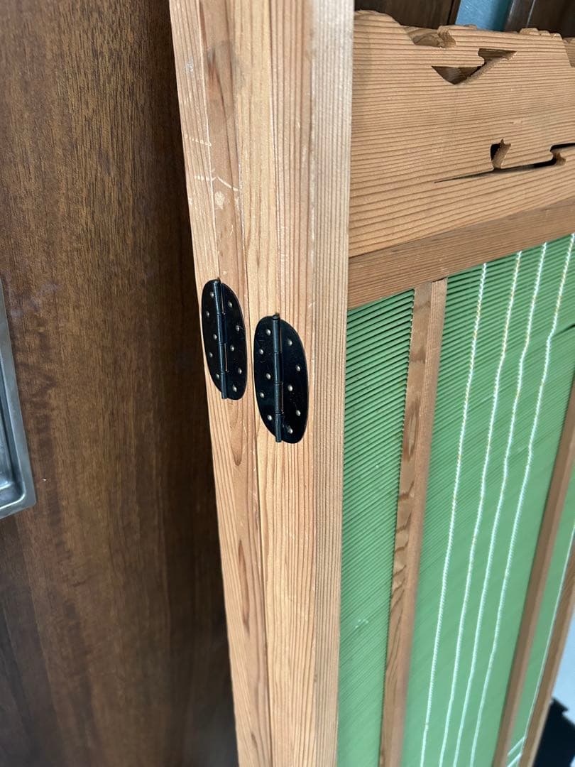 昭和レトロ 古家具 木製衝立 4連 パーテーション 間仕切り 仕切り屏風　透かし