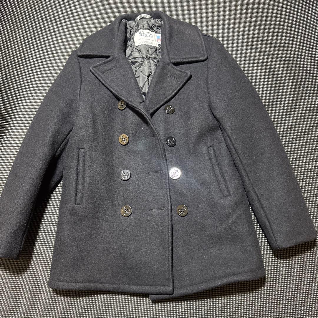 極美品　ショット　ピーコート　ウールメルトン　キルティング　40　USA製　黒