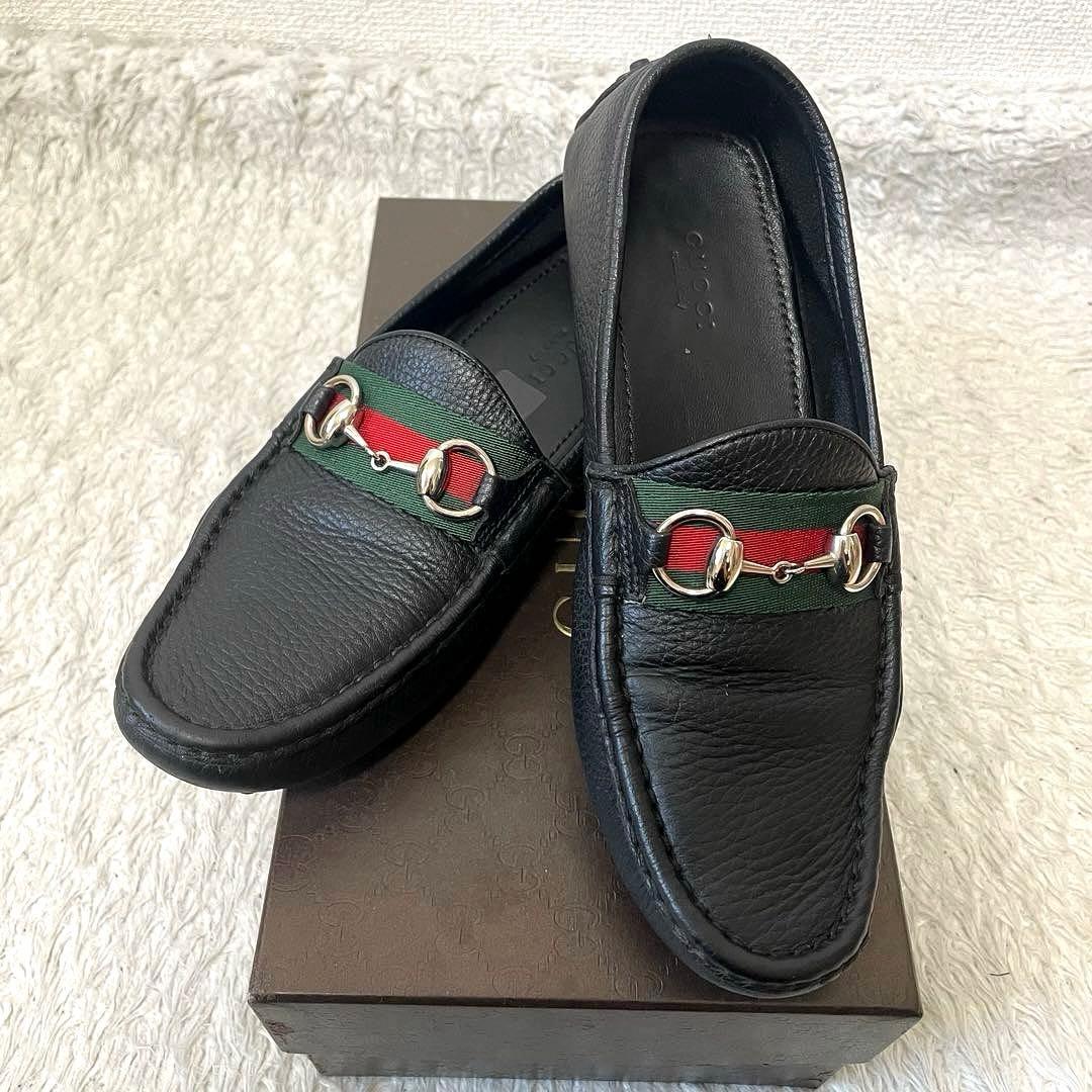 美品 GUCCIドライビングシューズ　ホースビット　シェリーライン 23.5cm