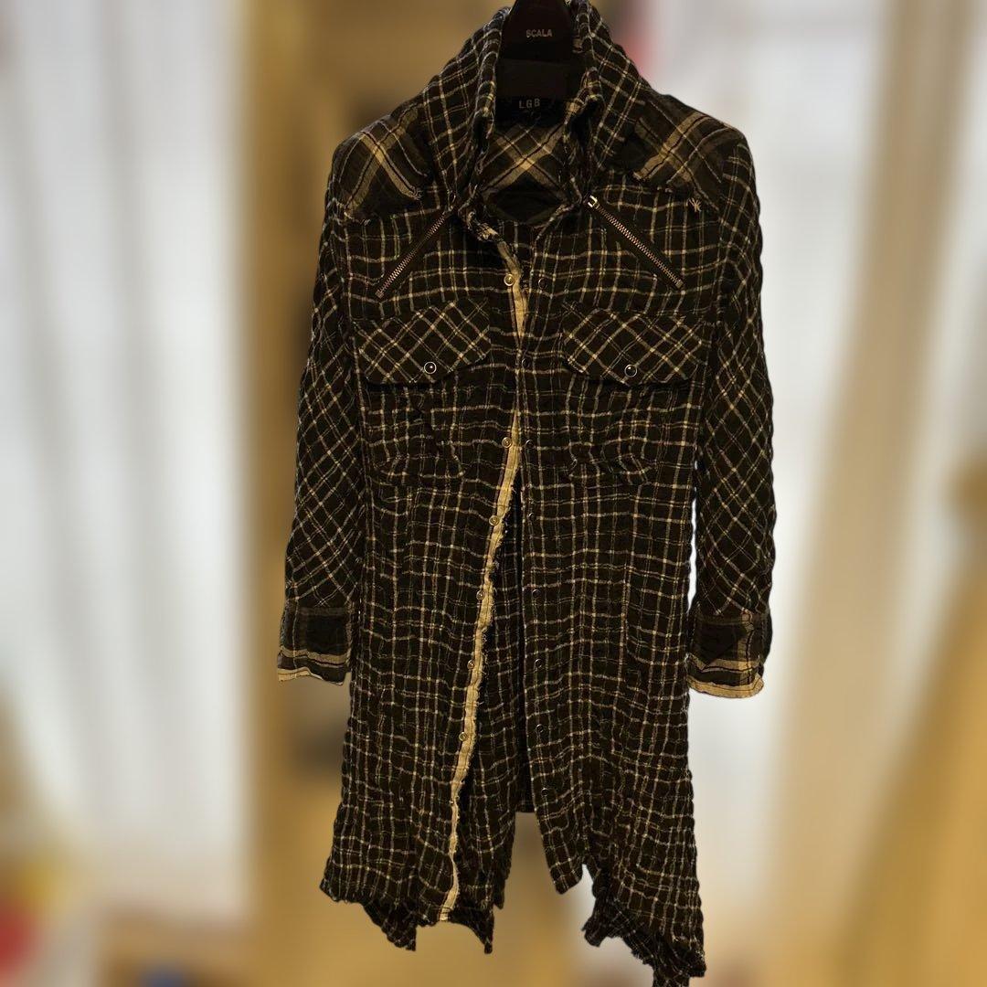 LGB 長袖チェックシャツ 黒と白