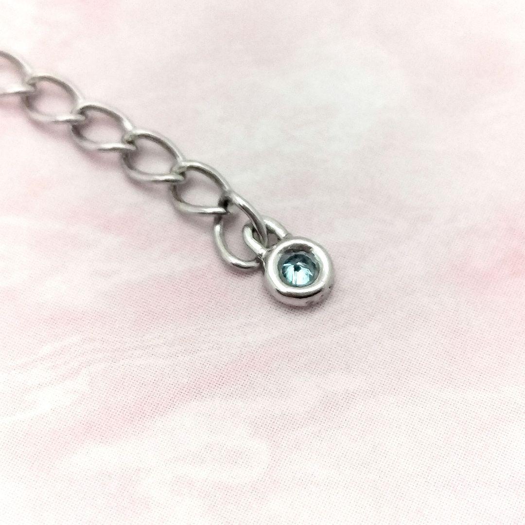 最終価格!Pt850 ボールチェーンネックレスブルーダイヤモンドアジャスター