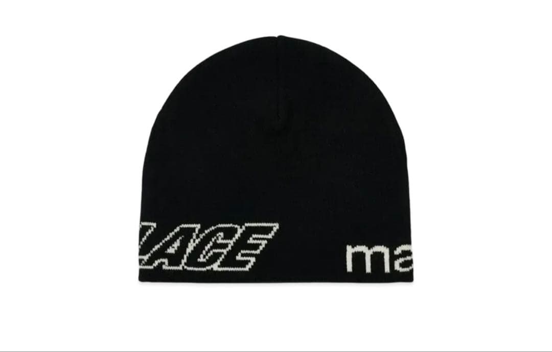 palace黒 ロゴ入り ニット帽