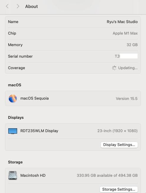 Macデスクトップ Mac Studio M1 Max 32GB 512GB