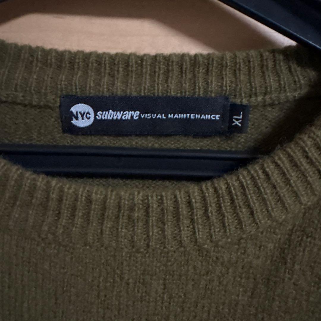 subware XL ニットセーター オリーブグリーン