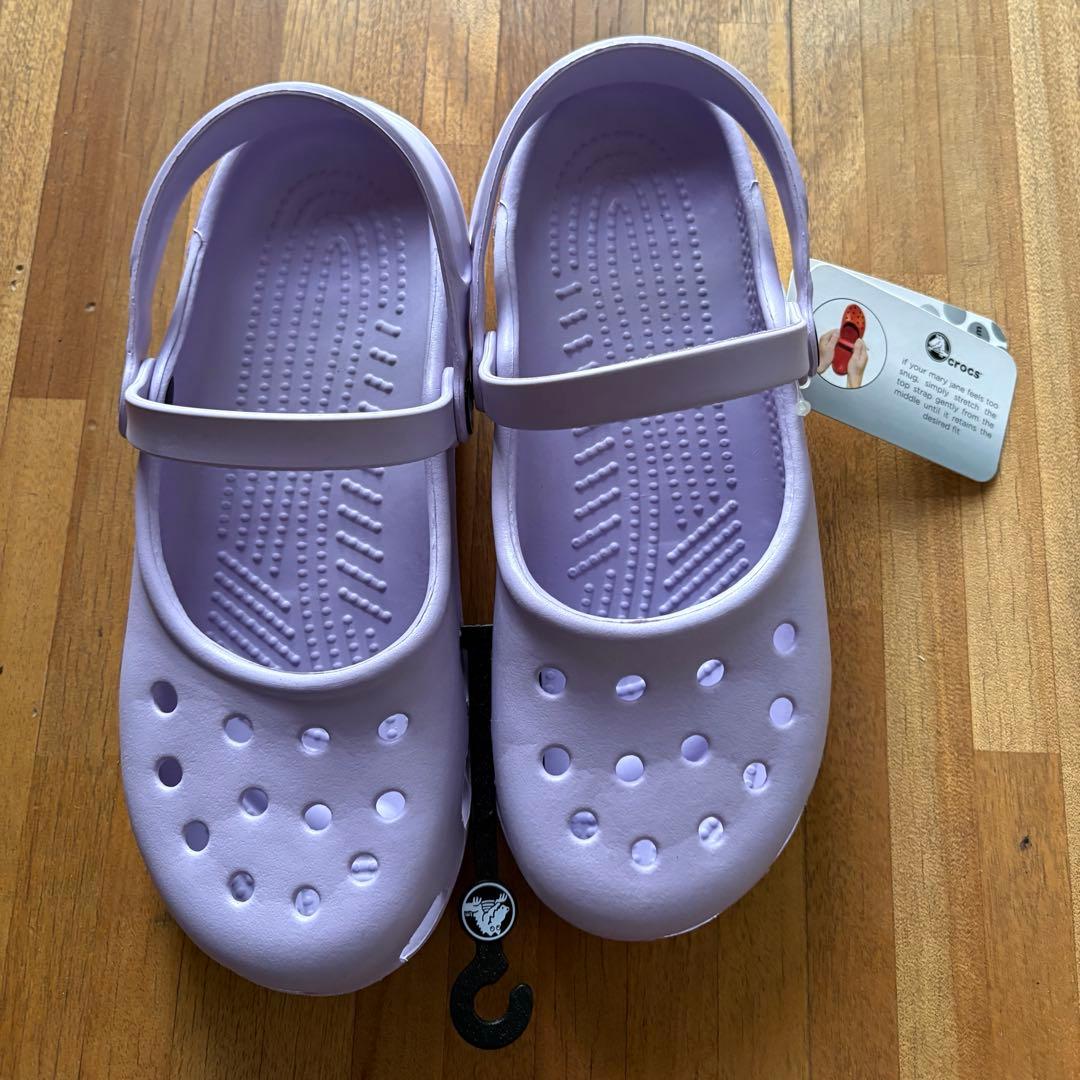 新品　クロックスメリージェーンパステルパープル　W7 レディース