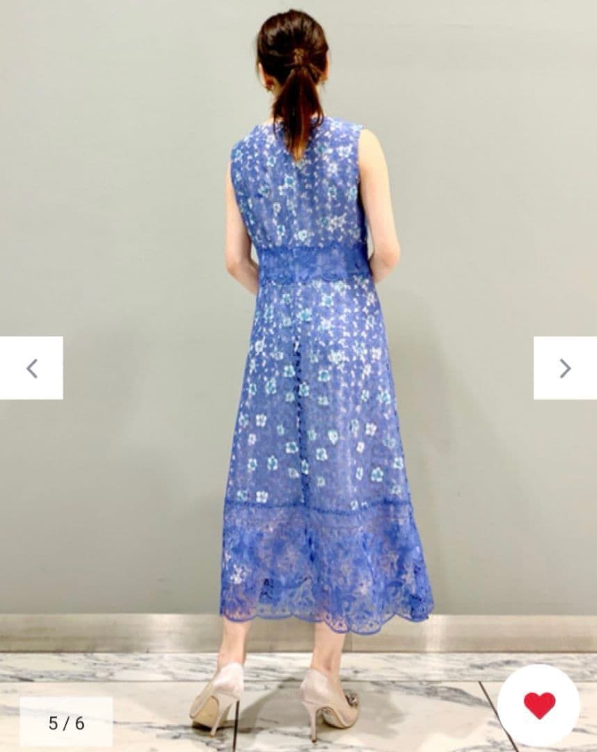 極美品✨グレースコンチネンタル フラワーレースワンピース お呼ばれ 青 '20年