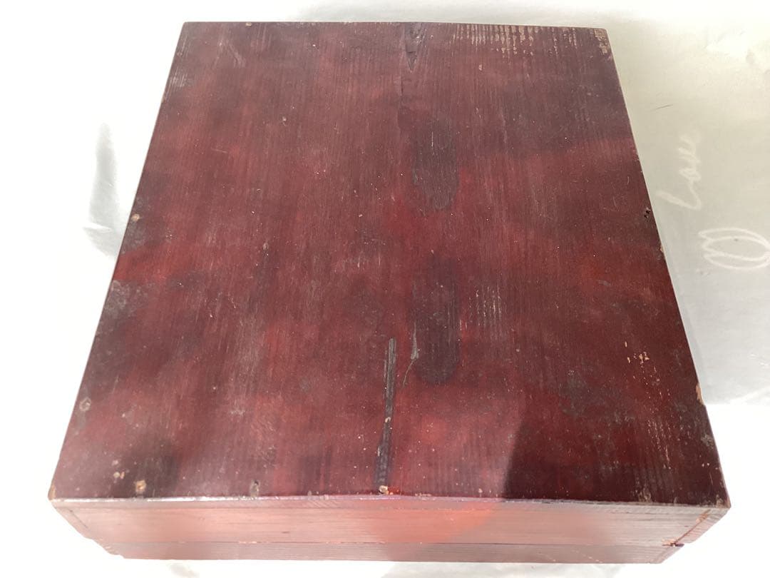 漆塗文箱 五葉松と橘花の金蒔絵　梨子漆塗　硯石・水滴付　硯箱　アンティーク　木箱