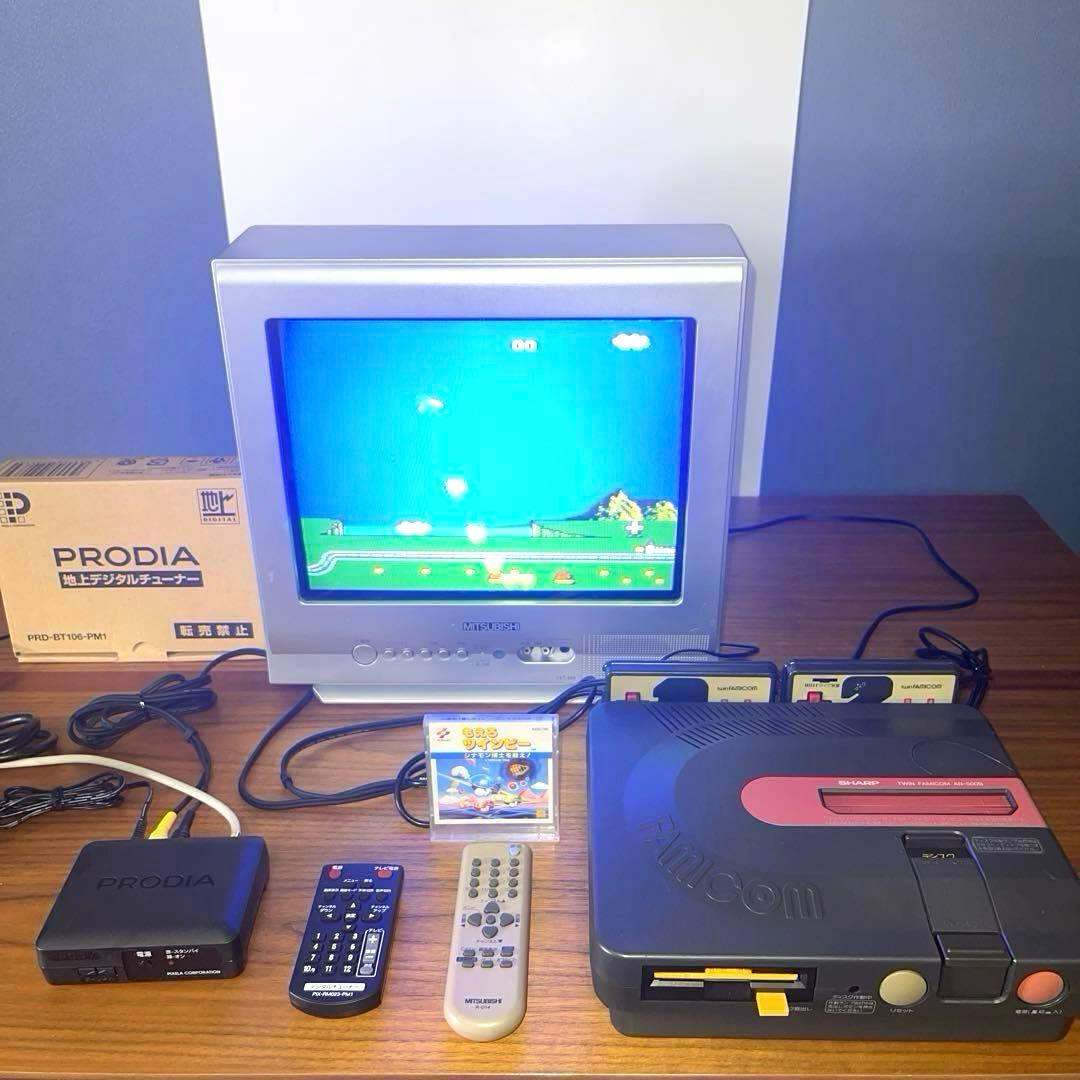【レトロゲームセット】ツインファミコン&三菱電機 ブラウン管テレビ &チューナー