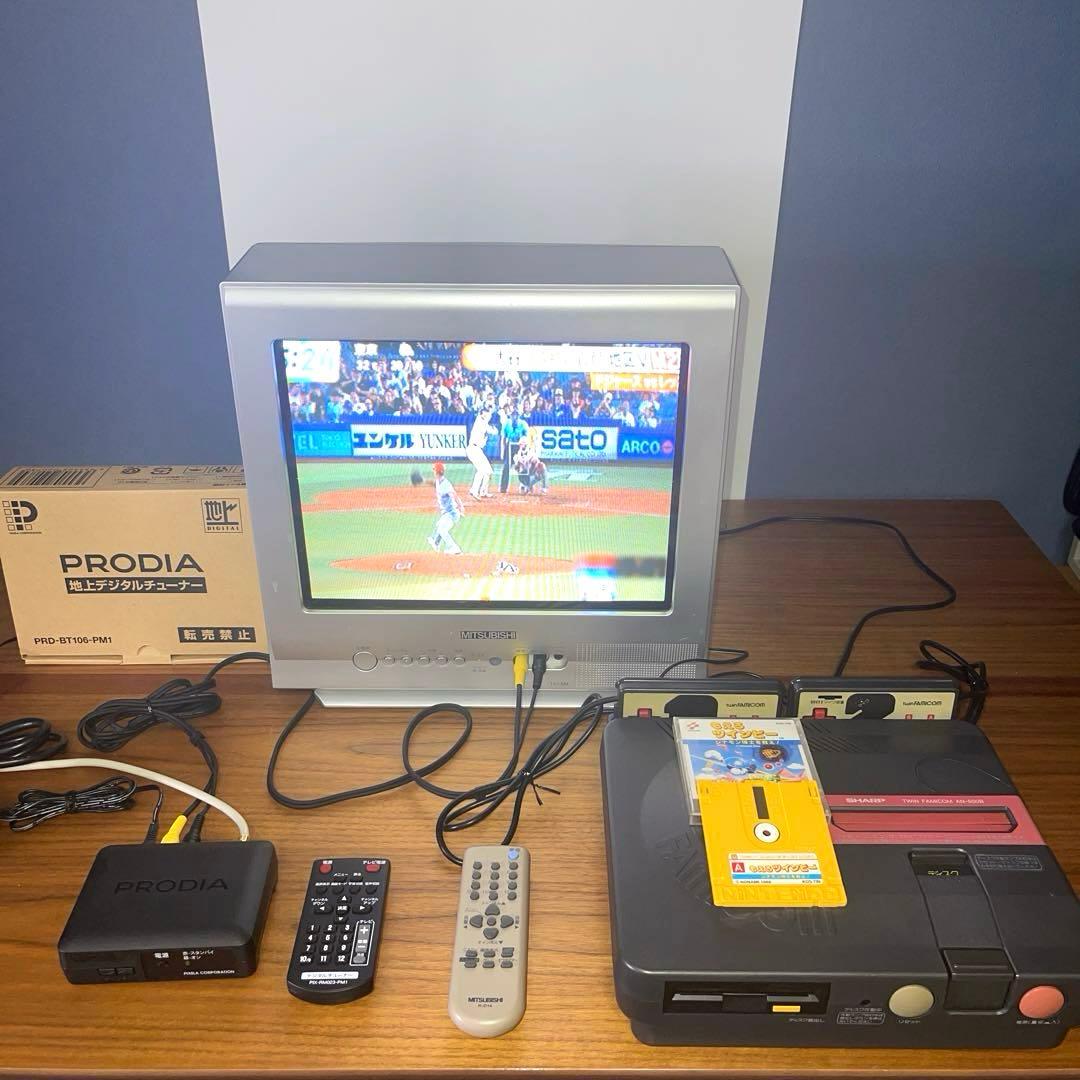 【レトロゲームセット】ツインファミコン&三菱電機 ブラウン管テレビ &チューナー