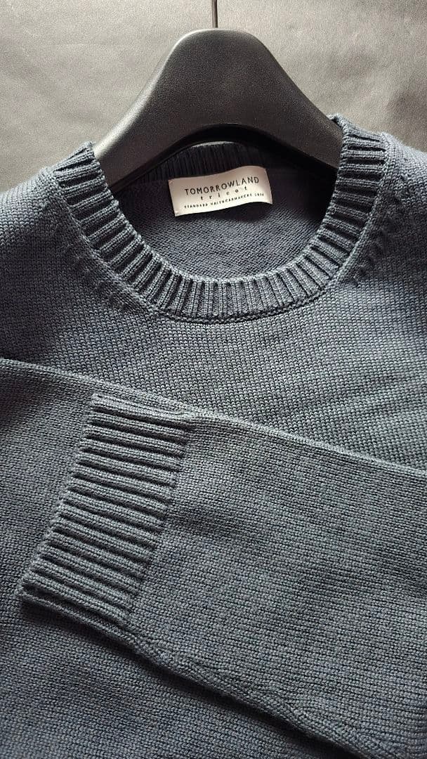 TOMORROWLAND グレー クルーネックウールニット トゥモローランド