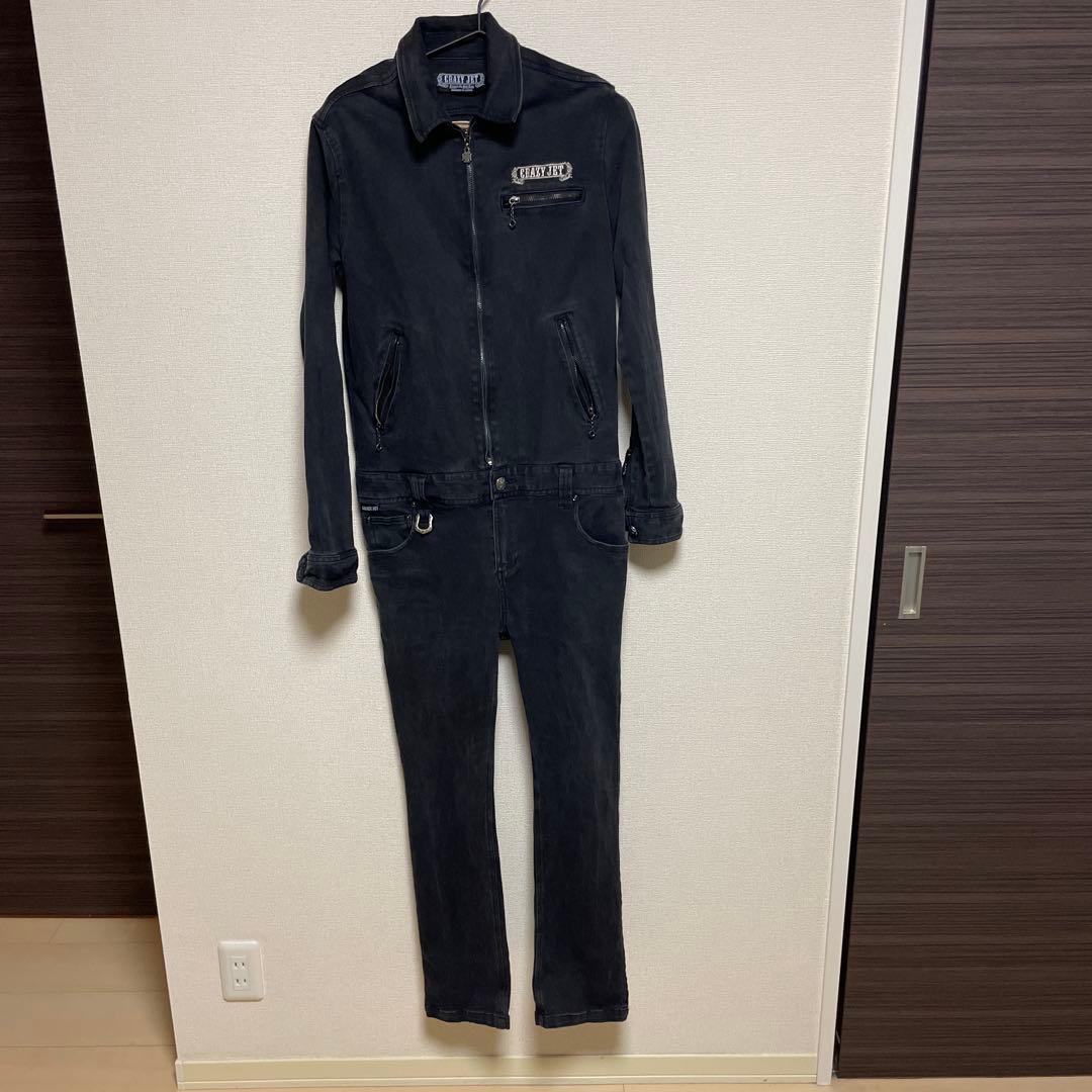 CRAZY JET ブラックオーバーオール S