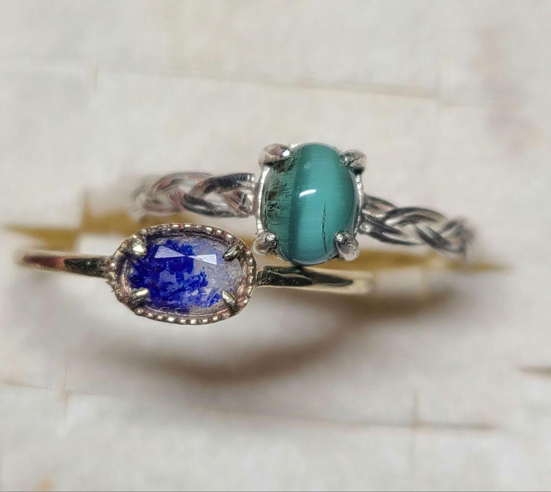 りり★トルマリンキャツアイ、ラズライトインソーダライト★リングオーダー