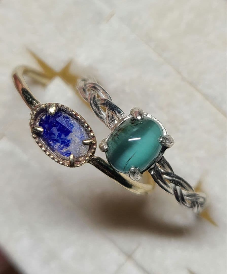 りり★トルマリンキャツアイ、ラズライトインソーダライト★リングオーダー