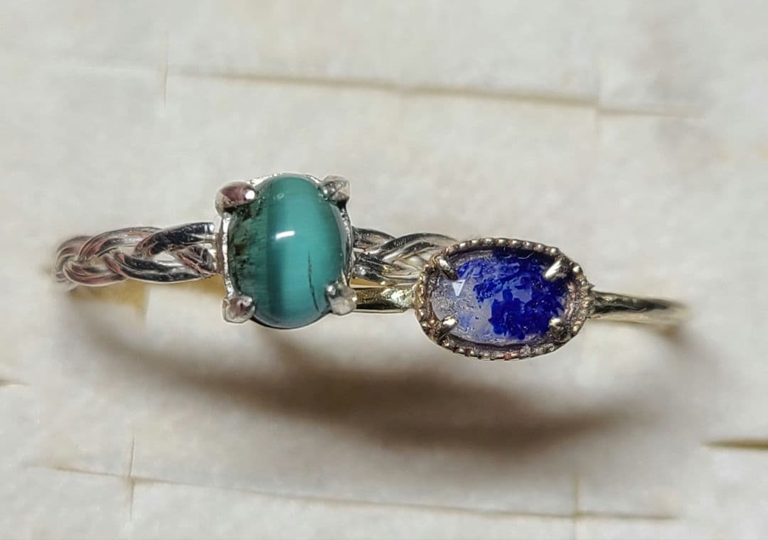 りり★トルマリンキャツアイ、ラズライトインソーダライト★リングオーダー