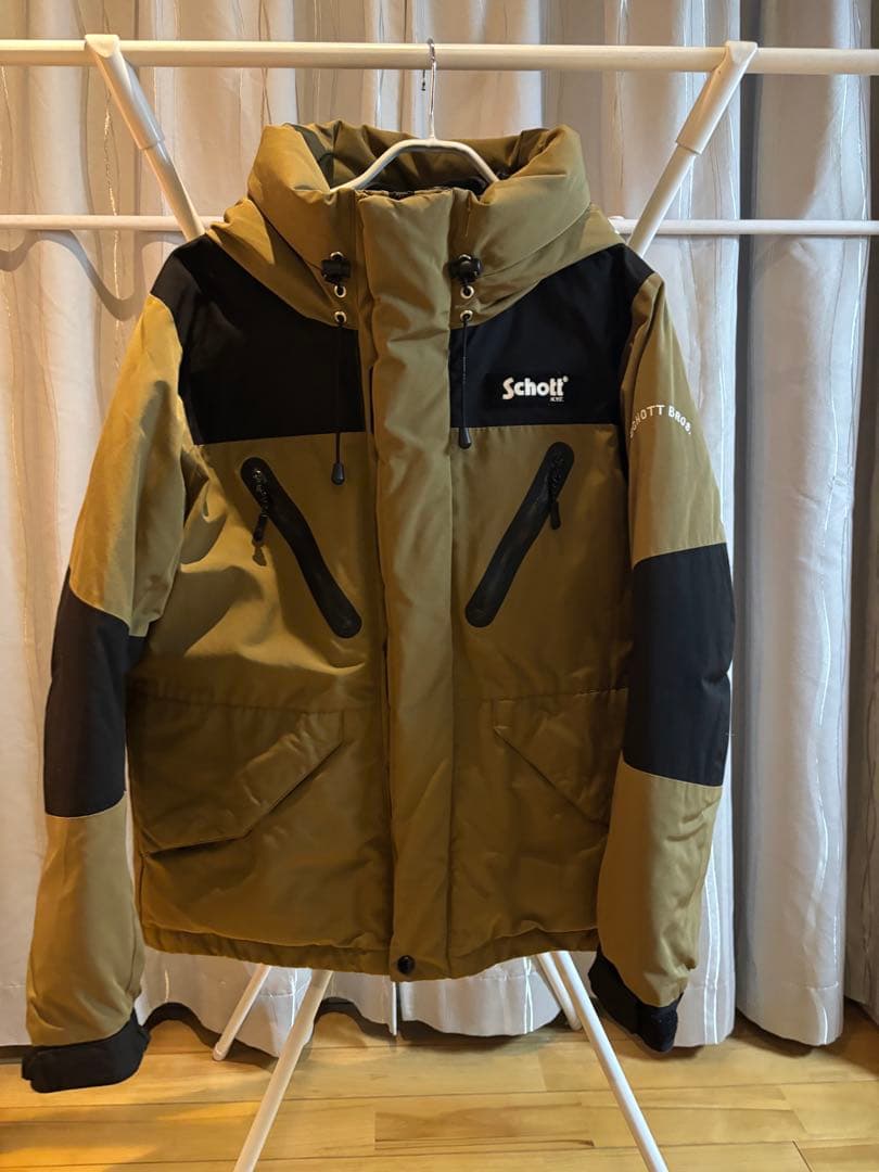 Schott ダウンジャケット Mベージュ/ブラック