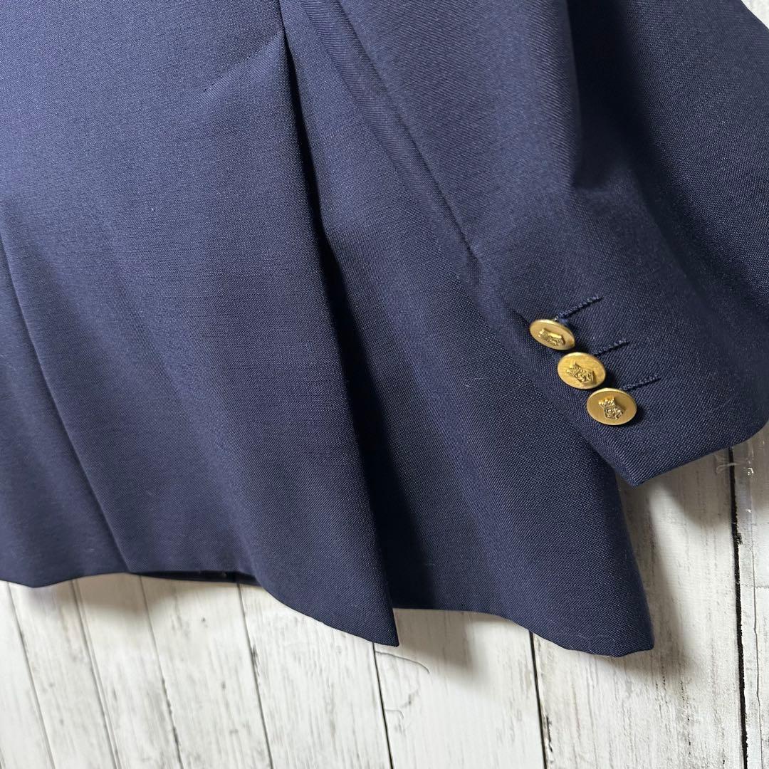 【Aquascutum☆英国製☆紺ブレ】モヘア混☆金ボタン☆M〜L ロゴ釦