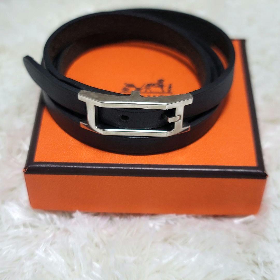 極美品✨HERMES　アピ シルバー金具　ロング ブレスレット 3連 4連