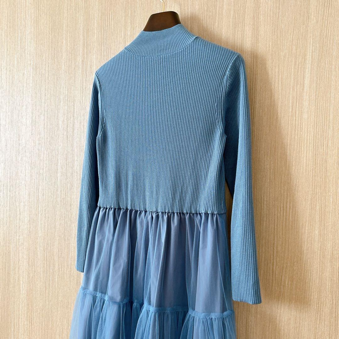 【1205】アナイ　チュールドッキング ワンピース　水色　36