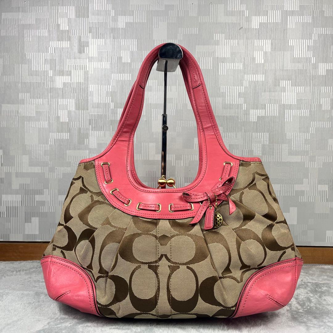 バッグ Coach 12724 Kisslock Pink Hand Bag