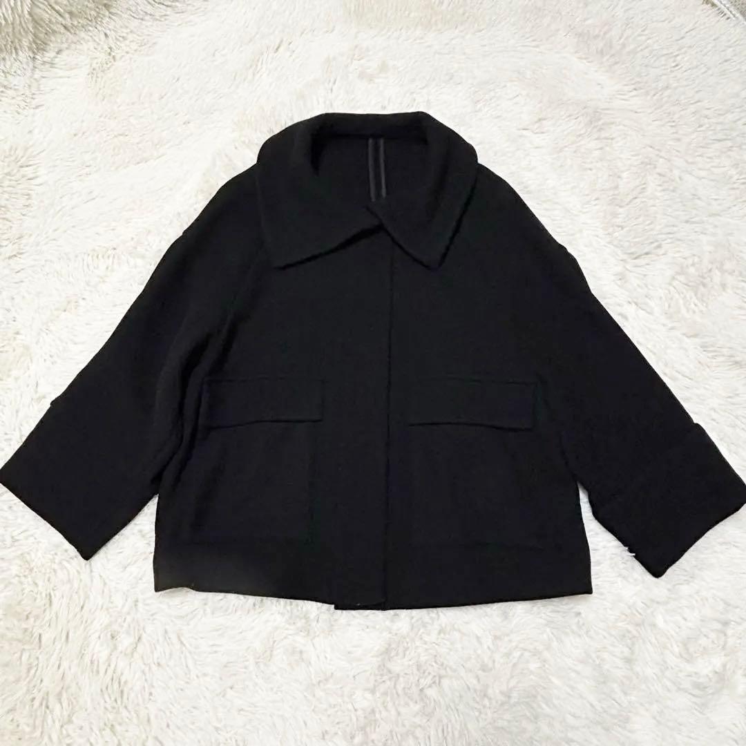 ADAM ET ROPE メルトンショートコート FAbRICA カシミヤ混