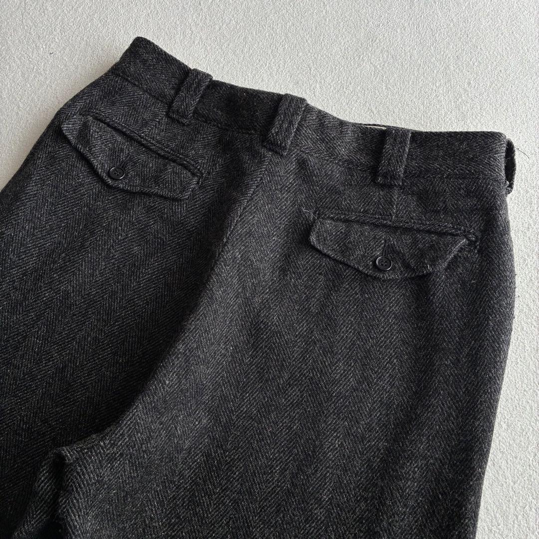 70s〜80s エルエルビーン ヘリンボーン ウールスラックス チャコール 古着
