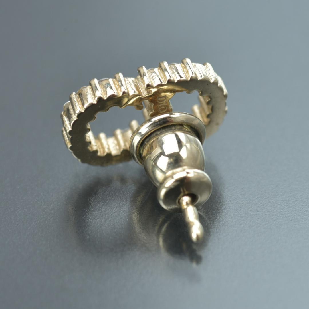 美品 ディオール ピアス 片耳 ロゴ CD ゴールド ラインストーン