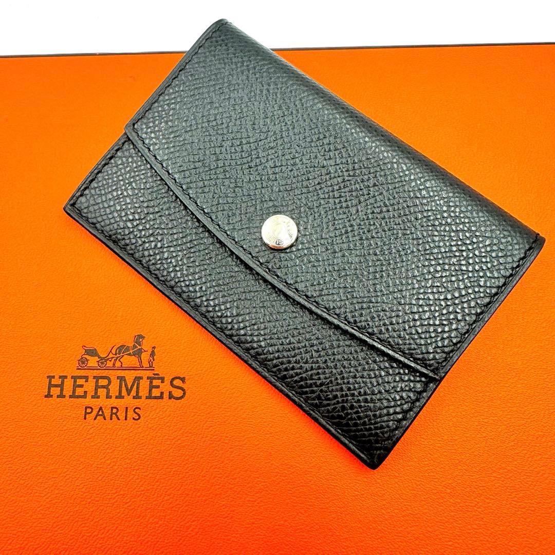 極美品✨HERMES 名刺入れ　セリエボタン ブラック　I刻印　レザー