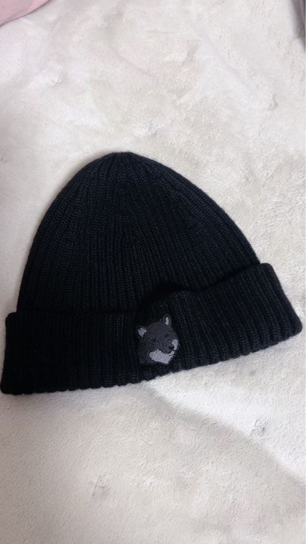 【正規品】メゾンキツネ ニット帽 ブラック