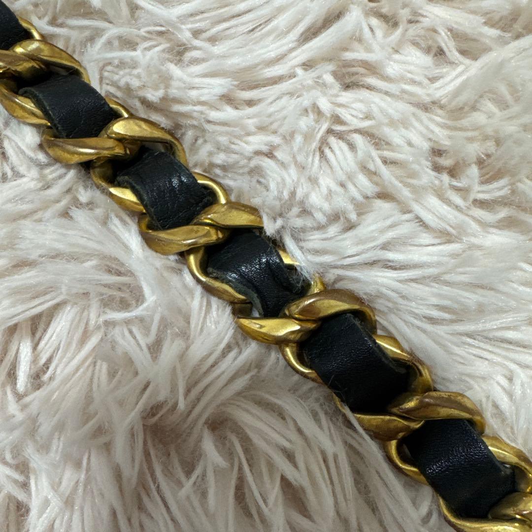CHANEL シャネル 黒×ゴールド レザーチェーンベルト ヴィンテージ