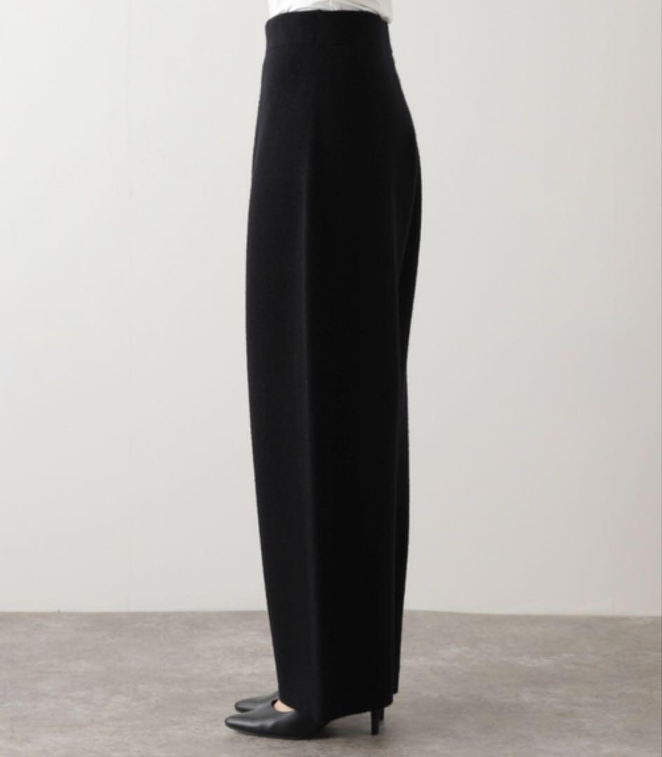 EDIT FOR LULU ハイウエストカーブニットパンツ ブラック