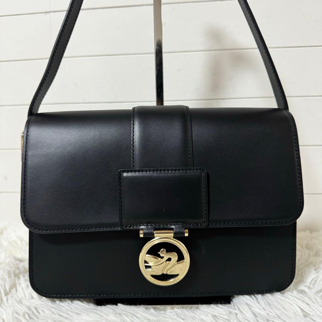 未使用級✨Longchamp ロンシャン ボックストロット　ブラック　レザー