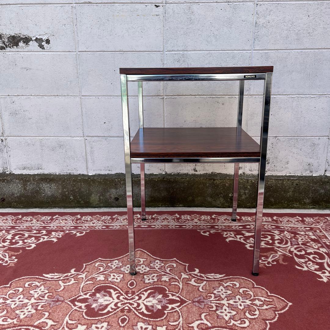 廃盤 KOKUYO コクヨ ◾️木調天板 レトロモダン サイドテーブル 2段