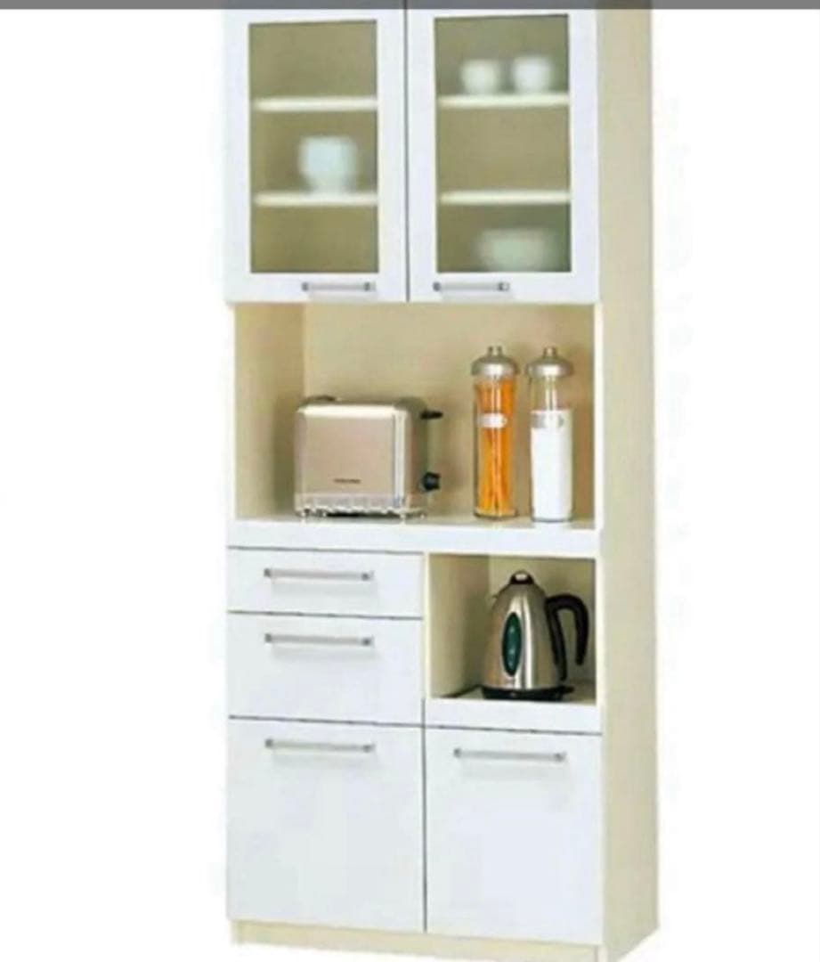 【※羽ママです】パモウナ 食器棚/キッチンボード 完成品（幅75cm）