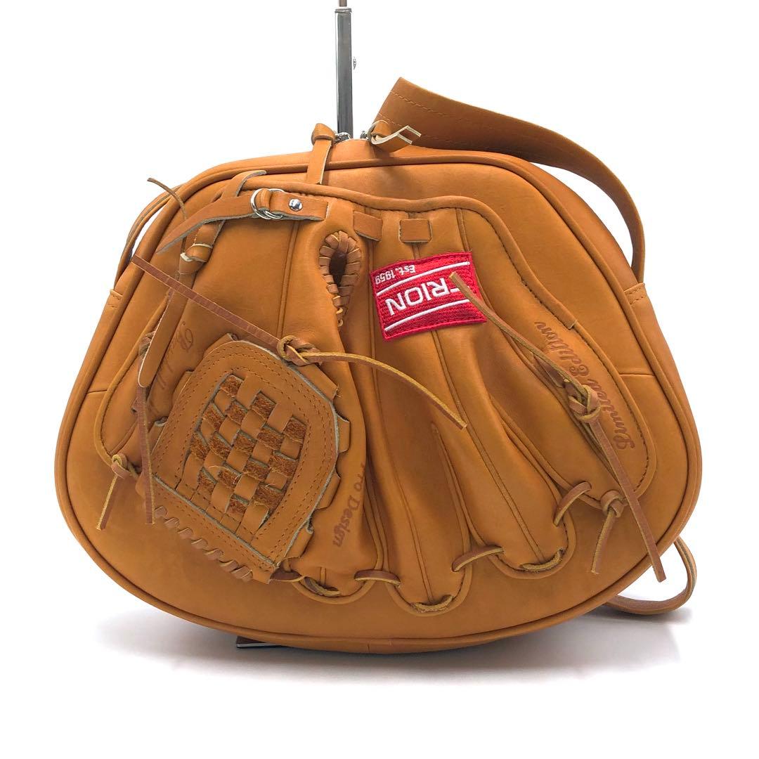 TRION グローブデザイン ショルダーバッグ レザー 本革 キャメル