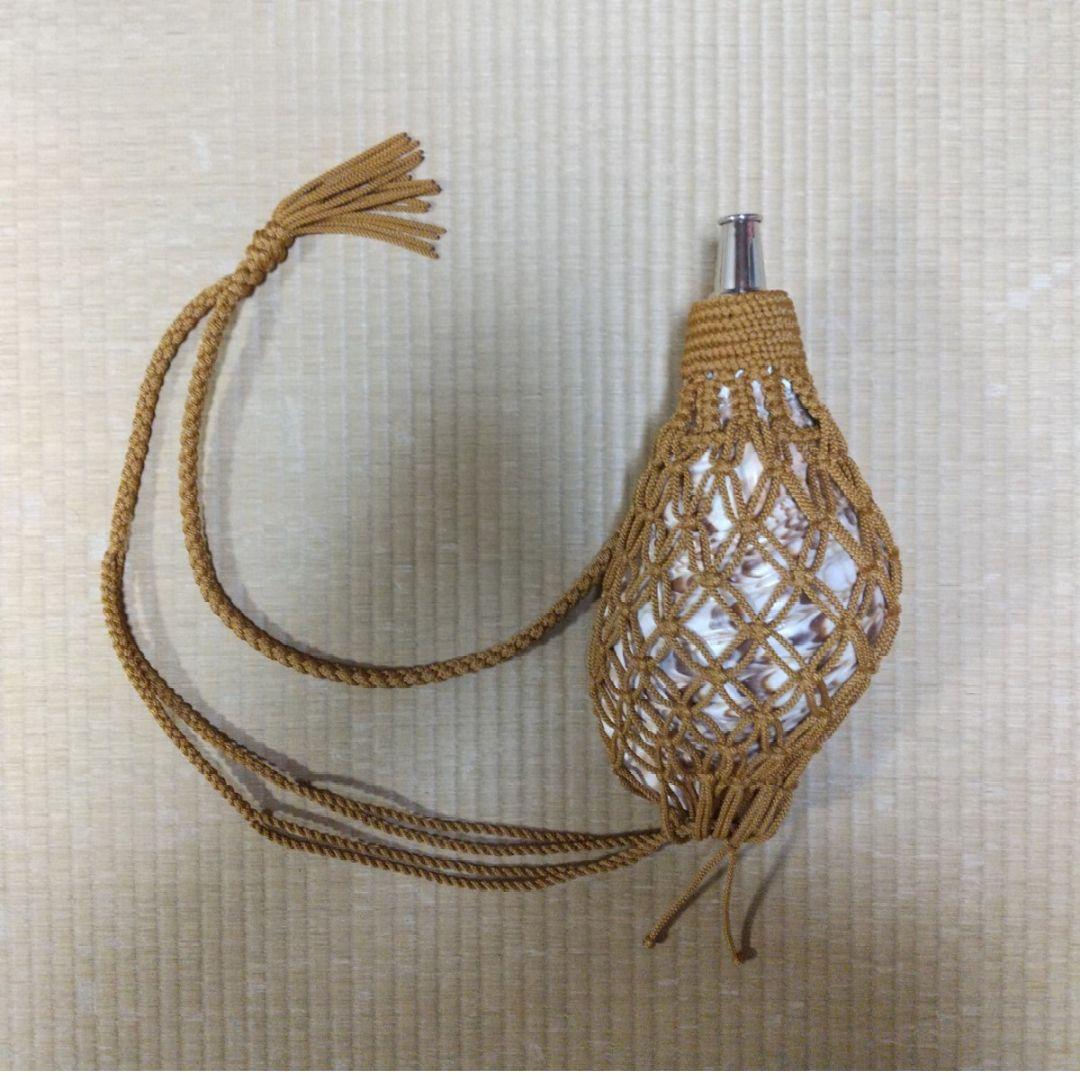 法螺貝　袋　大　からし色　七宝編み