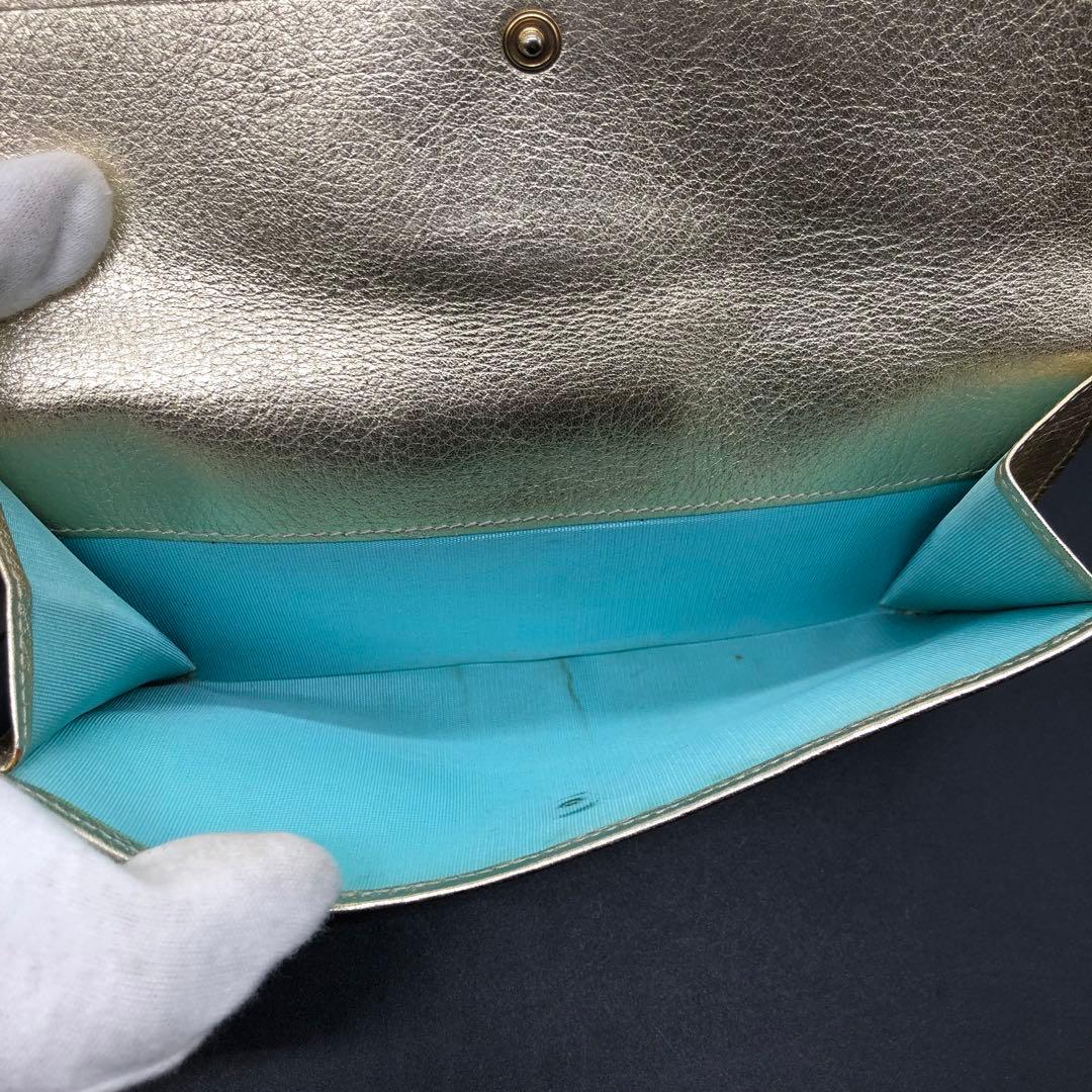 TIFFANY&Co. ティファニー 長財布 二つ折り レザー ゴールド
