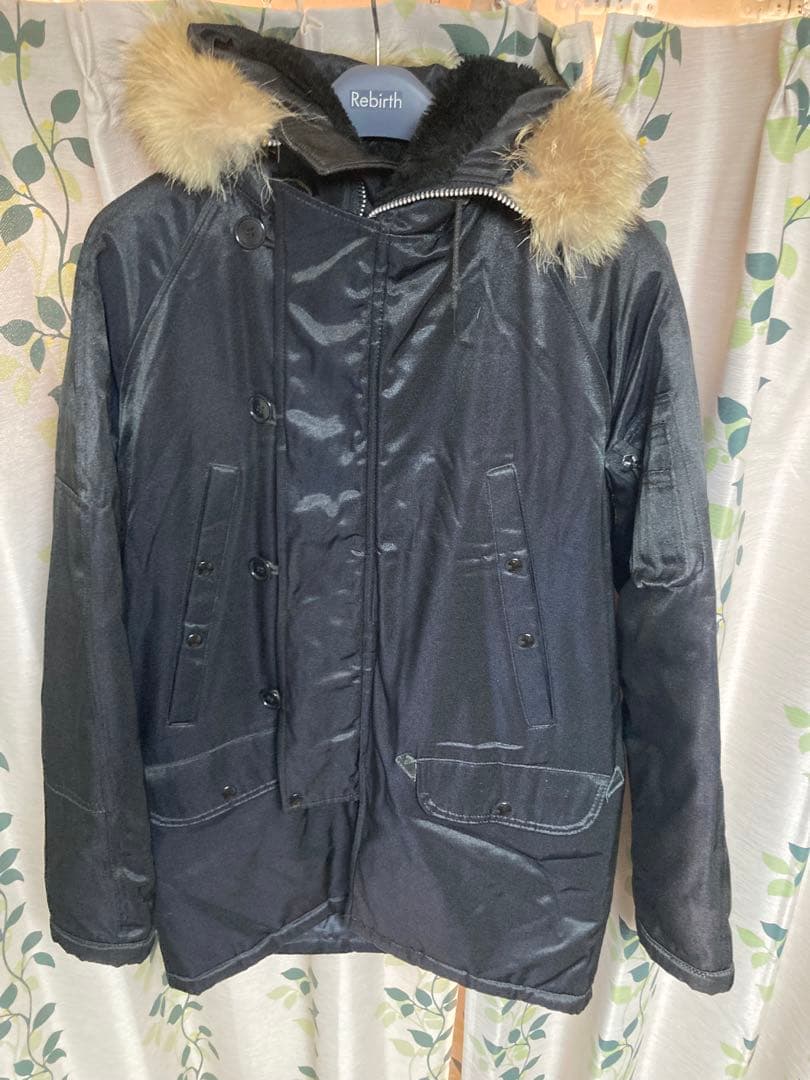 N-3B SPIEWAKミリタリージャケット ファー付き 黒　タイタンクロス