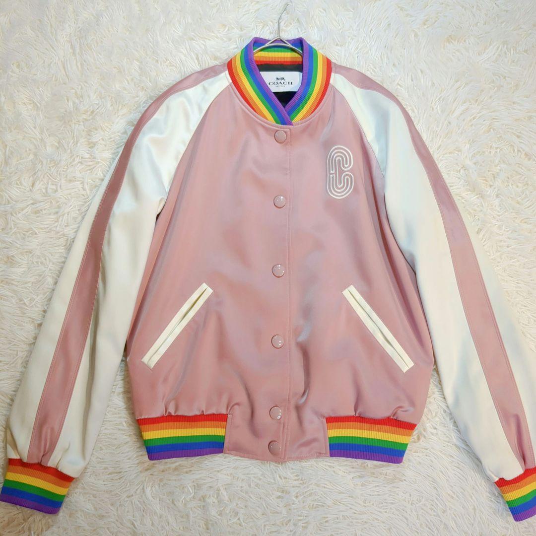 極美品✨️ COACH (S) スカジャン ホースアンドキャリッジ刺繍 ピンク