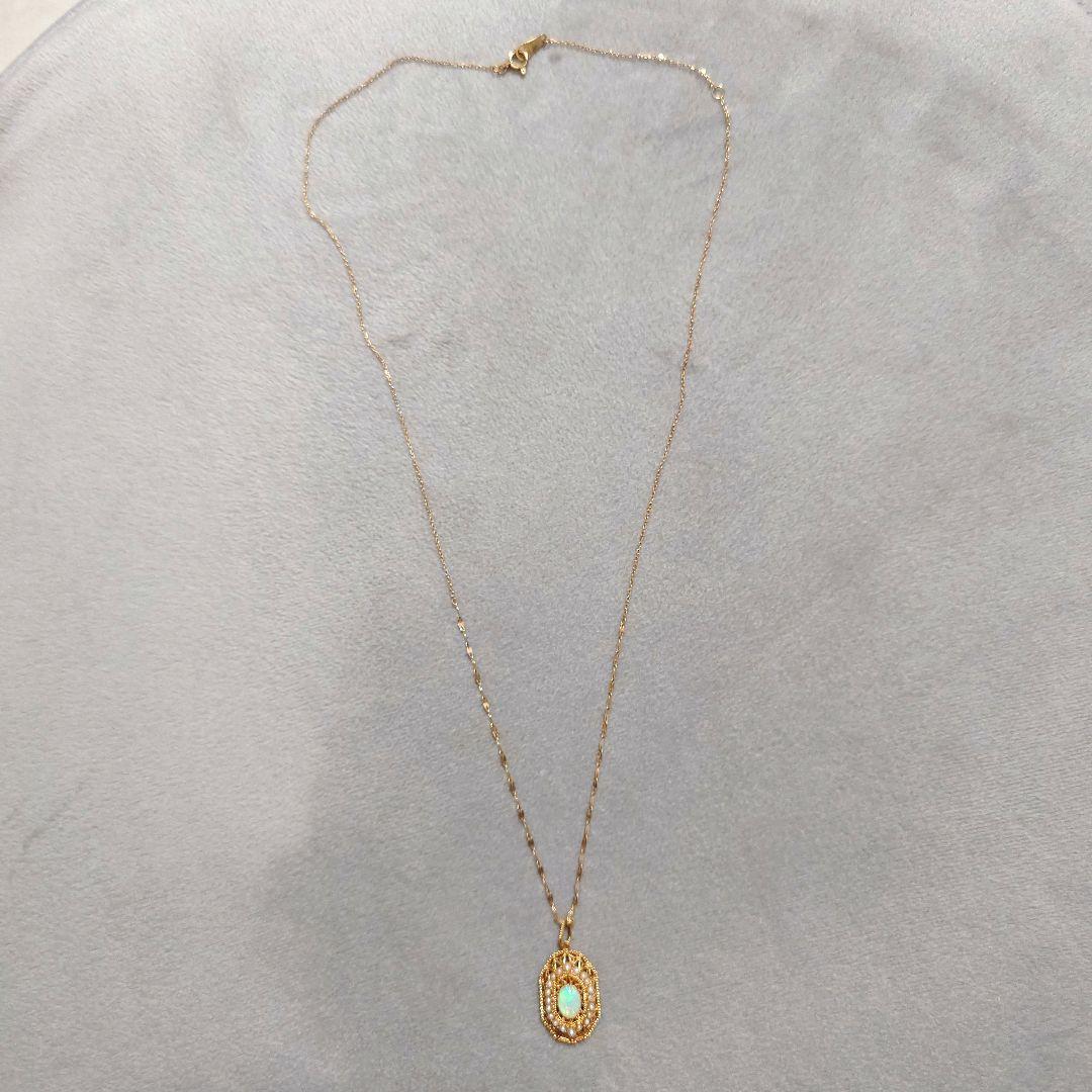 アガット K14 オパールチャーム ネックレスチェーン