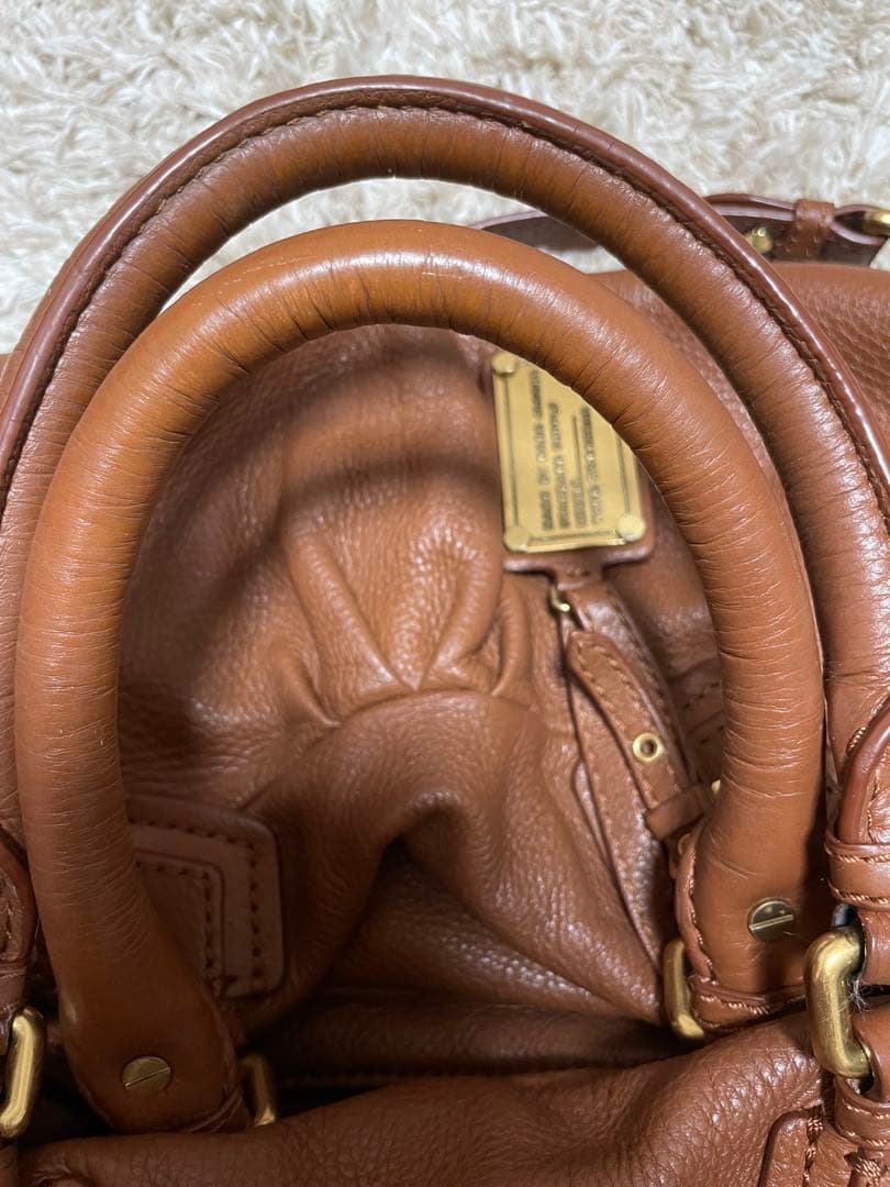 マークジェイコブス ブラウン レザー ハンドバッグ