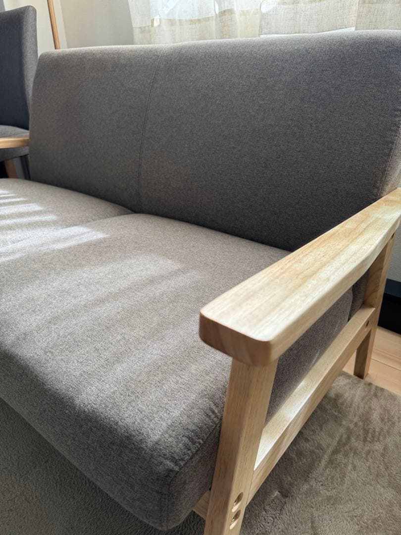 北欧風 2人掛け 木枠ソファ『TRYGG トゥリッグ』モカブラウン