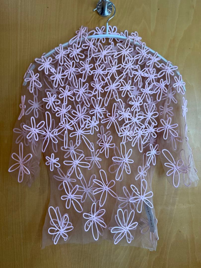 【希少】Kasia Kucharska 3Dフラワー メッシュトップス ピンク