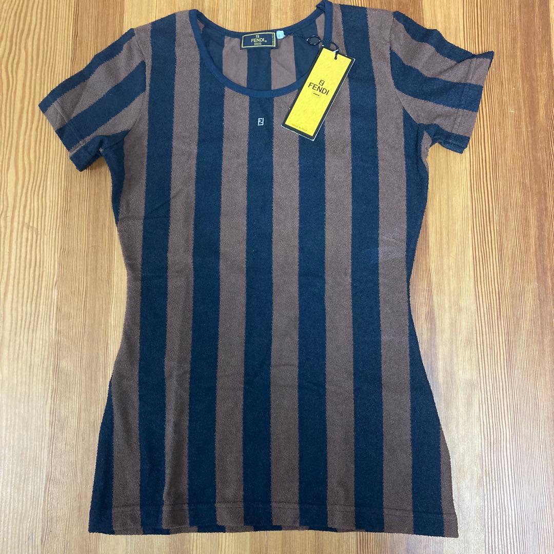 ⭐︎FENDI⭐︎【新品未使用】ストライプ柄 半袖Tシャツ 42