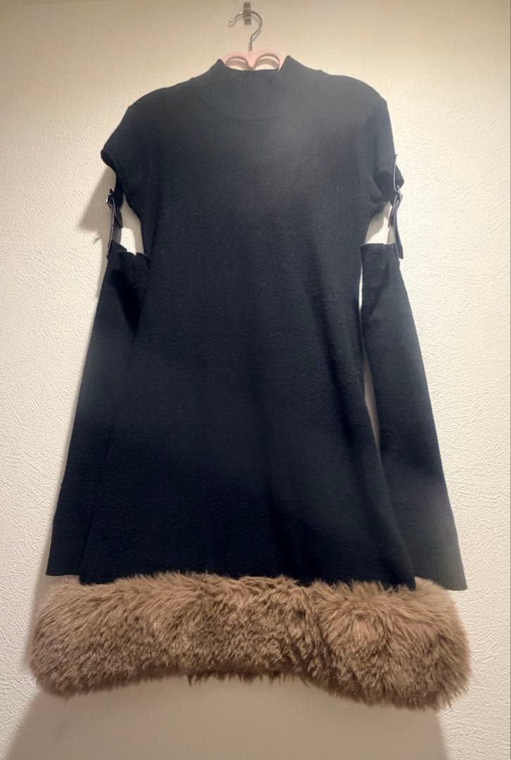 Belted fur knit dress Randy ワンピース