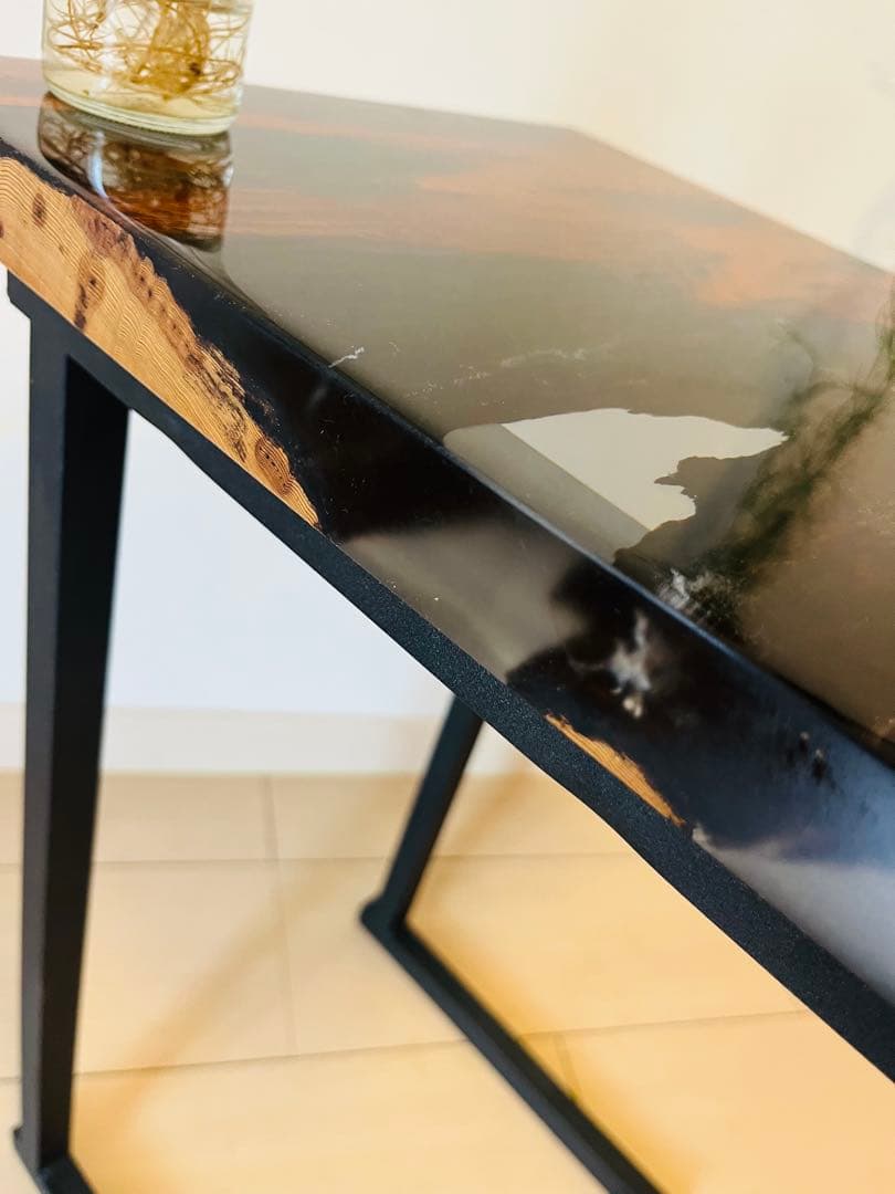 屋久杉　ソファテーブル　レジンテーブル　サイドテーブル